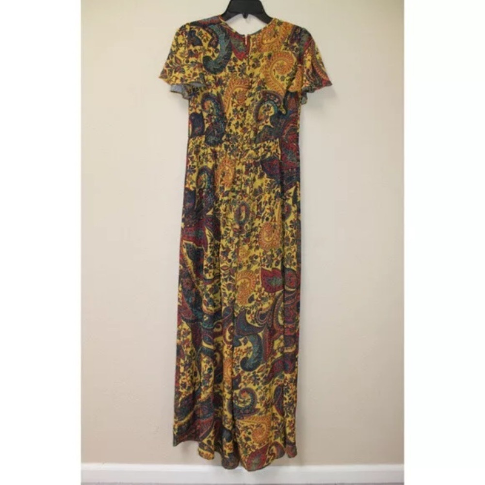 Anthropologie Ranna Gill Yellow Georgie‎ Embroidered Paisley Jumpsuit NWT size 6 - Picture 4 of 15